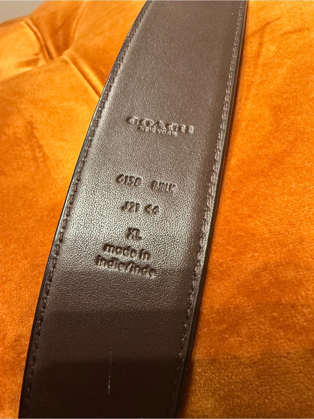Coach Black Leather Belt with Gold Oval Buckle - Picture 3 of 6
